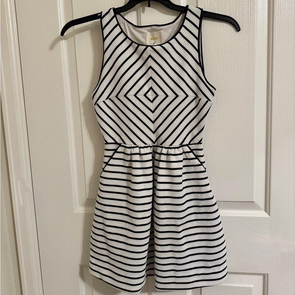 Maeve Black and White Striped Dress